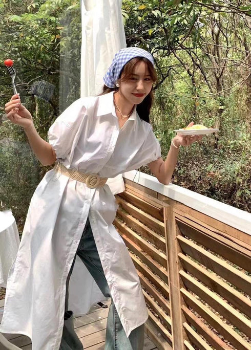 WANWAN Long Bottons Down Dress With Belt